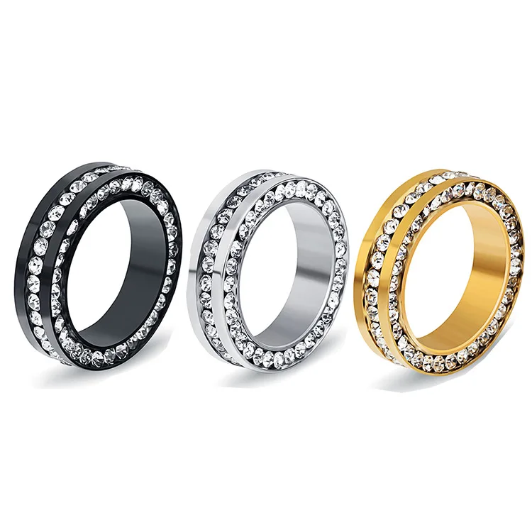 Diamond minimalist Ring Jewelry Double Row Perimeter Black Diamond Titanium Steel Ring Men And Women, Gold
Diamond minimalist Ring Jewelry Double Row Perimeter Black Diamond Titanium Steel Ring Men And Women, Gold