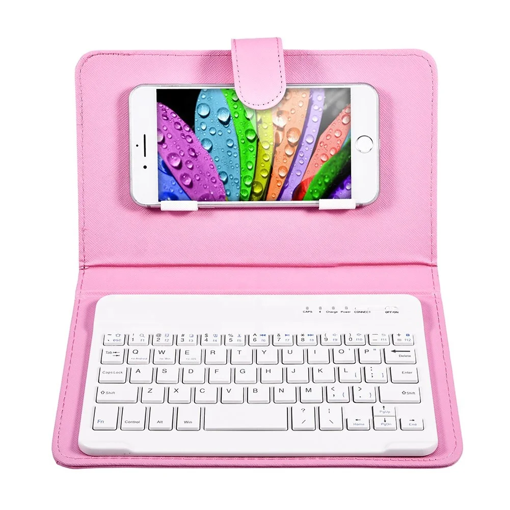 Portable Wireless Blue tooth Keyboard with Faux Leather Case for iPhone Phone with Protective Case with Bracket Function, Black
Portable Wireless Blue tooth Keyboard with Faux Leather Case for iPhone Phone with Protective Case with Bracket Function, Black