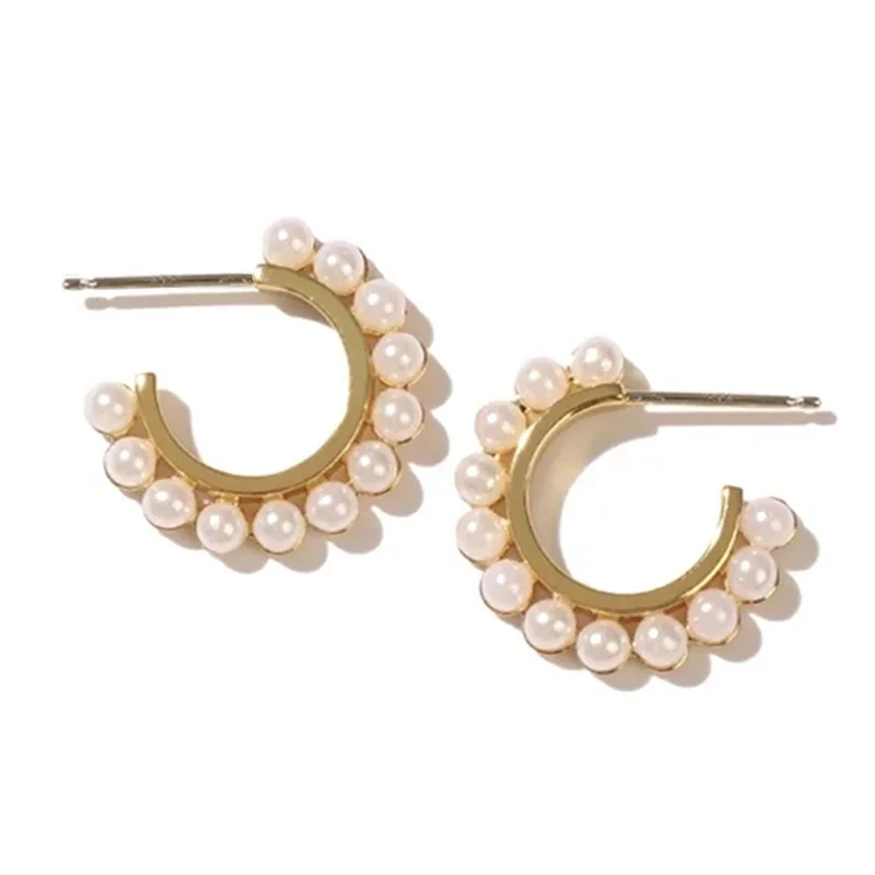 Elegant Bohemian Pearl Golden Hoop Earrings Korean Fashion Women Geometric Unique Party Jewelry Gift Accessories, Golden sliver
Elegant Bohemian Pearl Golden Hoop Earrings Korean Fashion Women Geometric Unique Party Jewelry Gift Accessories, Golden sliver