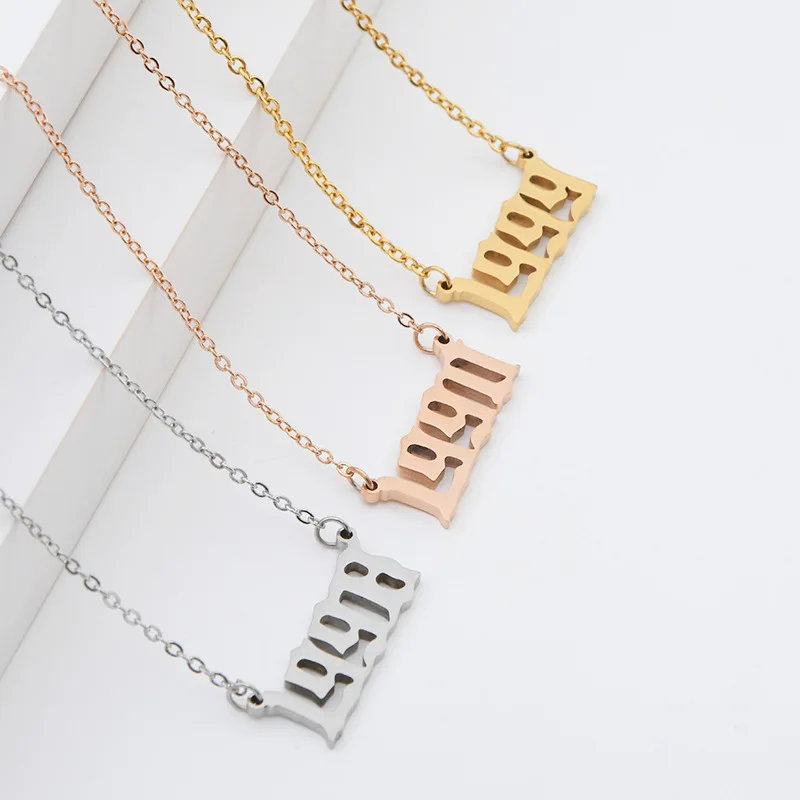 stainless steel rose gold birth year necklace 1990-2000 year canada souvenir custom necklace wholesale