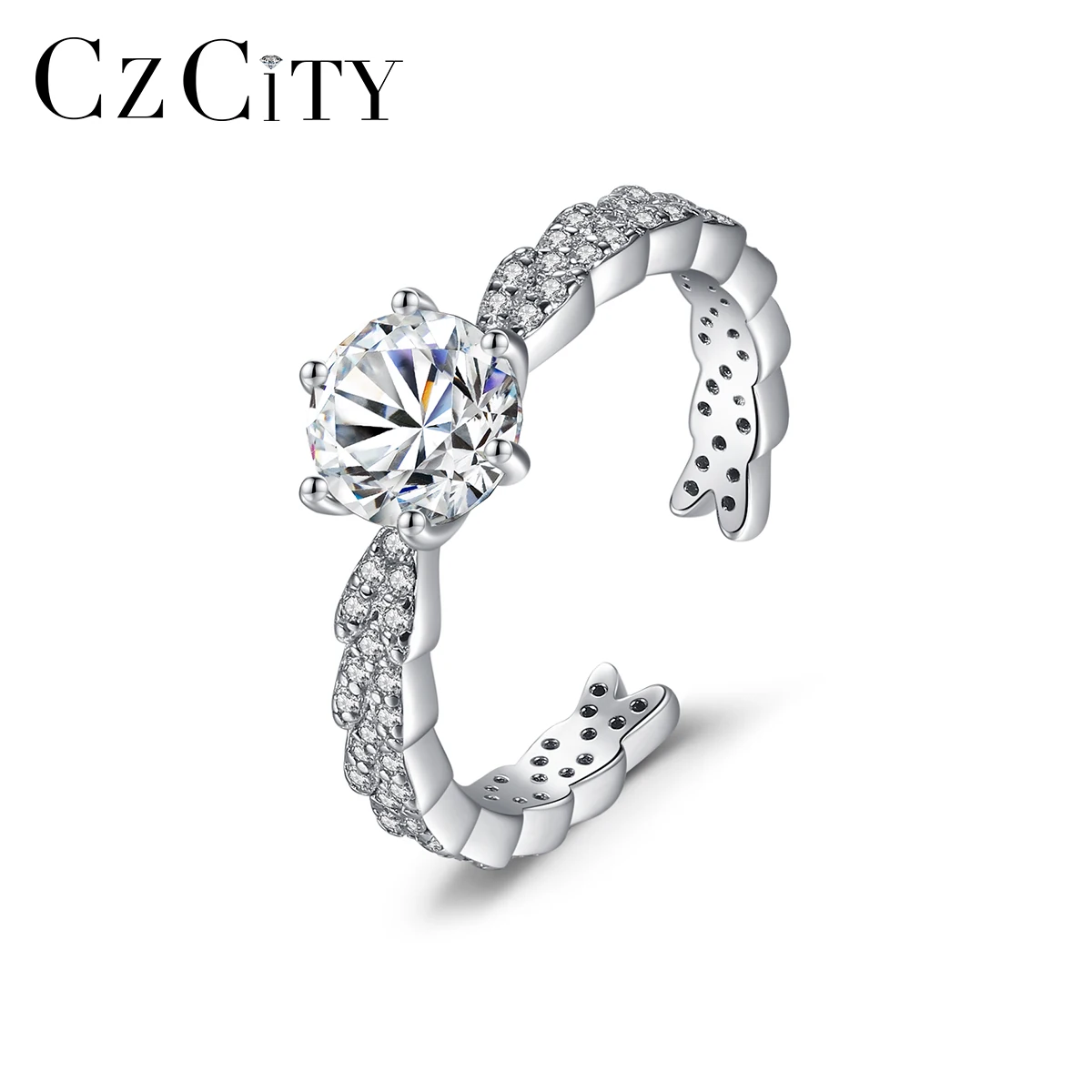 CZCITY Sterling Jewelry Woman Gem Engagement Diamond Wedding Design Girl Open Moissanite Ring Silver 925
CZCITY Sterling Jewelry Woman Gem Engagement Diamond Wedding Design Girl Open Moissanite Ring Silver 925