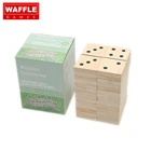 Dominos Set WAFFLE GAMES Premium Solid Wood Natural Color Double 6 Giant Dominos Game Set