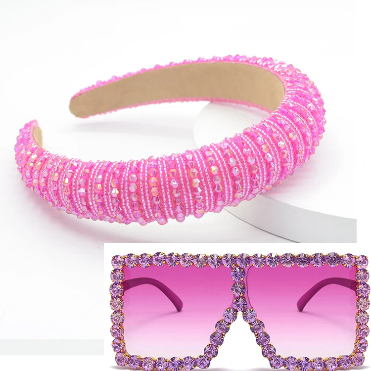 

Free Shipping New Set Matching Sunglasses Headbands Set Ladies Fashion Summer Sunglass Design Clear Purses
