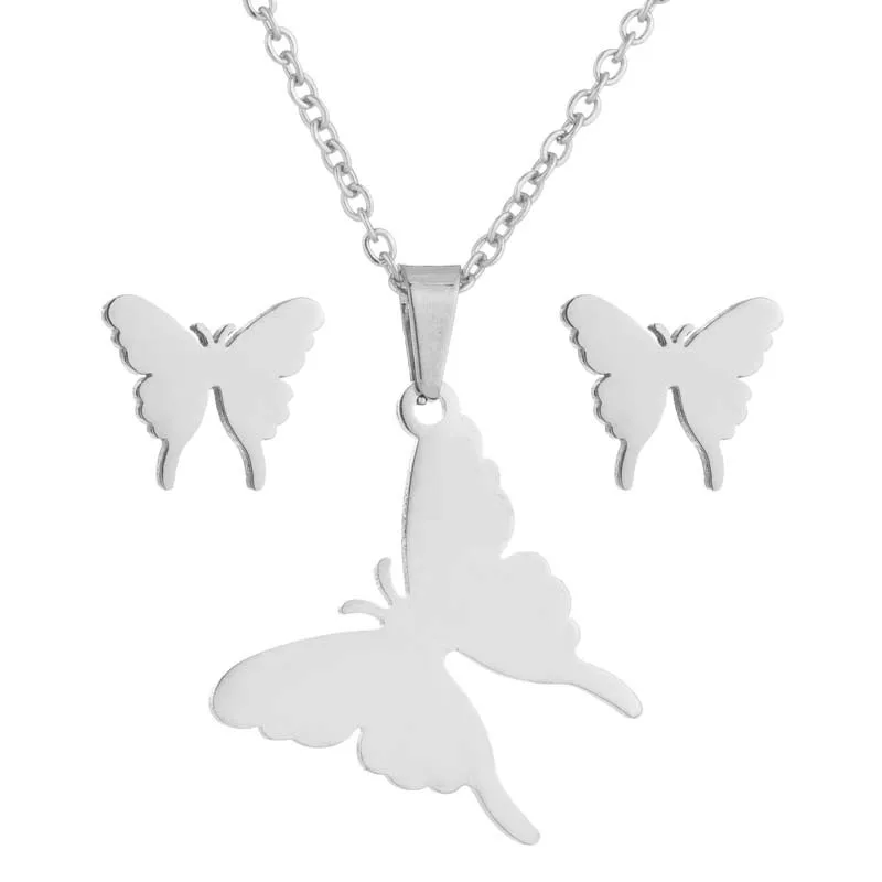 Butterfly shape Luxury Jewelry Sets Earring Golden Plated Necklace Designs Stainless Steel Jewelry Sets for party, Gold, silver
Butterfly shape Luxury Jewelry Sets Earring Golden Plated Necklace Designs Stainless Steel Jewelry Sets for party, Gold, silver