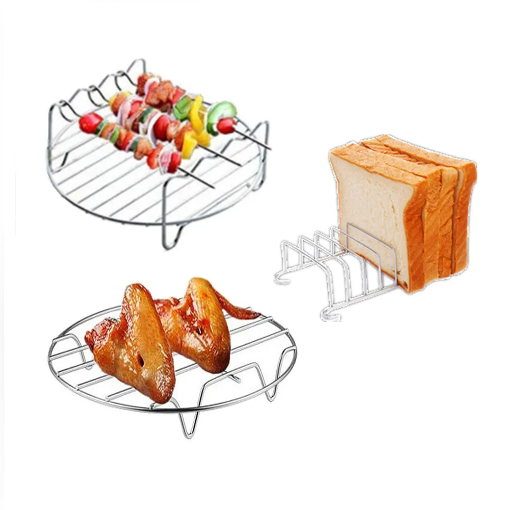8 Inch Air Fryer Rack Set multifunctional baking tools for Skewers Rack, metal Holder,Toast rack 
8 Inch Air Fryer Rack Set multifunctional baking tools for Skewers Rack, metal Holder,Toast rack