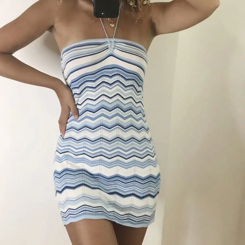 High Quality Fashion Ripple Halter Bodycon 2021 Knitted Dress Women Clothing Summer, Customized
High Quality Fashion Ripple Halter Bodycon 2021 Knitted Dress Women Clothing Summer, Customized