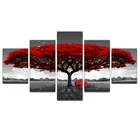 Modular Canvas HD Prints Posters Home Decor Wall Art Pictures 5 Pieces Red Tree Art Scenery Landscape Paintings