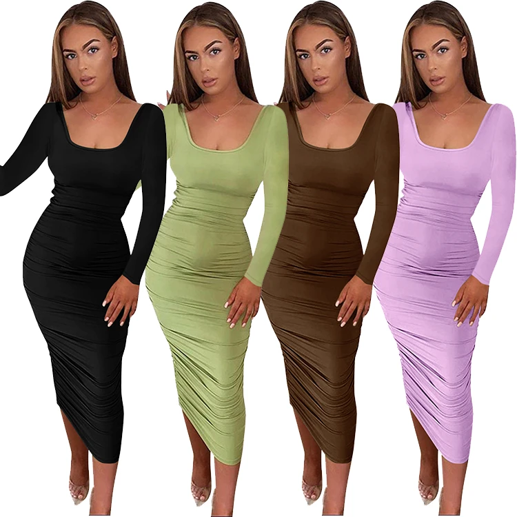 DUODUOCOLOR Women's solid color long sleeve sexy women fashion elegant casual dresses women clothing D11038
DUODUOCOLOR Women's solid color long sleeve sexy women fashion elegant casual dresses women clothing D11038