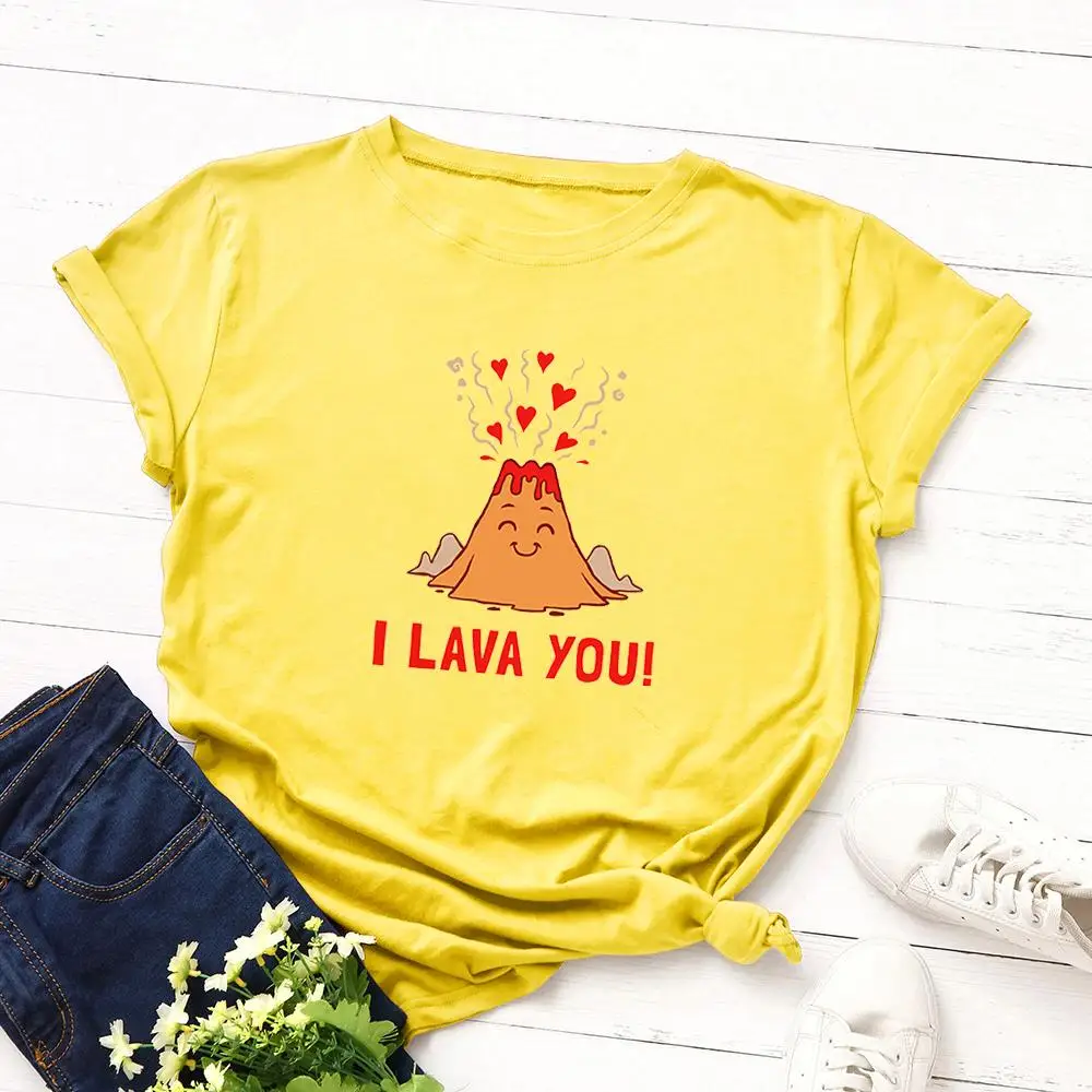 Women Cartoon Lava Printing T Shirt 100% Cotton T-shirt Women O Neck Plain Short Sleeve Causal Tshirts 12 Colors, Picture
Women Cartoon Lava Printing T Shirt 100% Cotton T-shirt Women O Neck Plain Short Sleeve Causal Tshirts 12 Colors, Picture