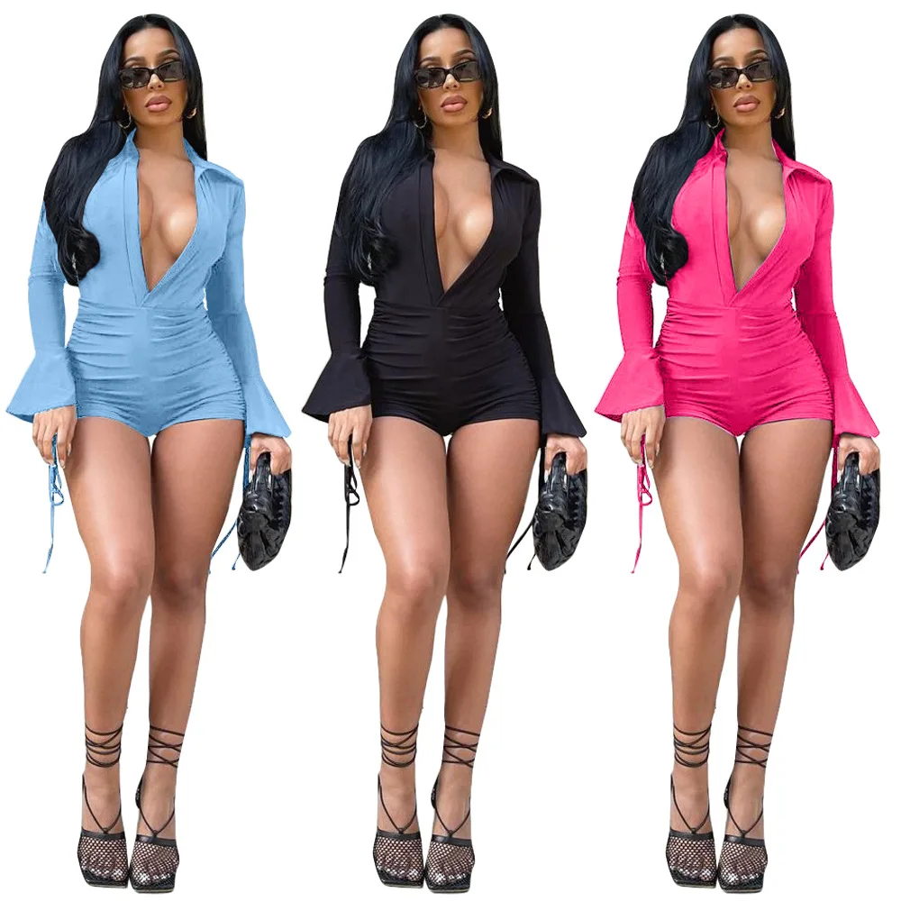 2022 women clothing High Quality Women Sexy Solid Color Long Sleeve V-neck Bandage Ruffle Sleeve Jumpsuit One Piece Set
2022 women clothing High Quality Women Sexy Solid Color Long Sleeve V-neck Bandage Ruffle Sleeve Jumpsuit One Piece Set
