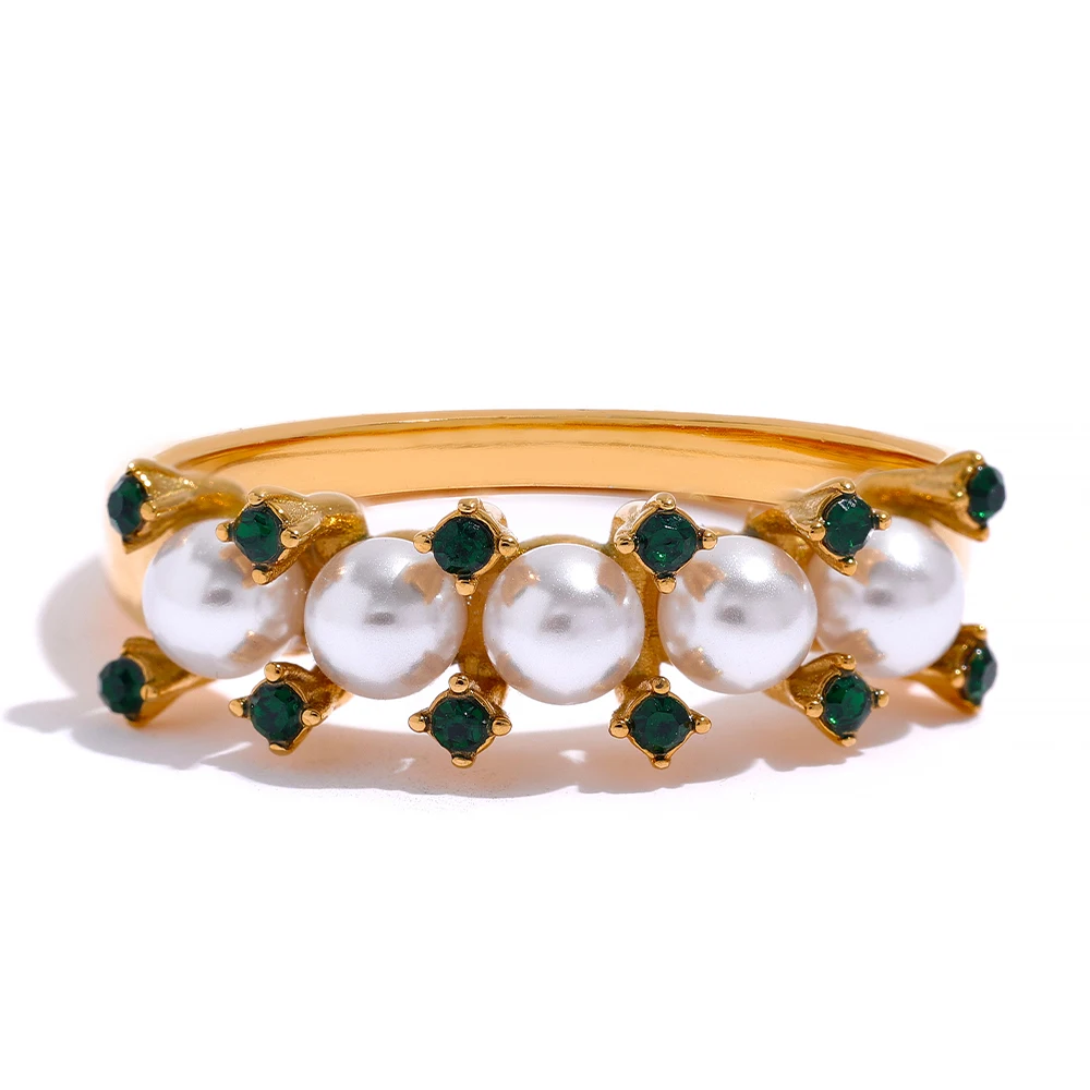 JINYOU 1041 Exquisite Artificial Pearl Stainless Steel Cubic Zirconia Chic Ring Waterproof 18K Gold Color Fashion Korean Jewelry
JINYOU 1041 Exquisite Artificial Pearl Stainless Steel Cubic Zirconia Chic Ring Waterproof 18K Gold Color Fashion Korean Jewelry