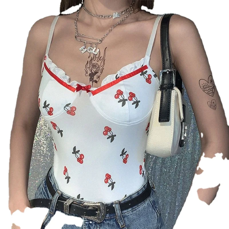 Fashion Printed One-Piece Suit Sense Suspender Slim-Fit Jumpsuit Cute Cherry Fruit Women'S Suit XQM
Fashion Printed One-Piece Suit Sense Suspender Slim-Fit Jumpsuit Cute Cherry Fruit Women'S Suit XQM