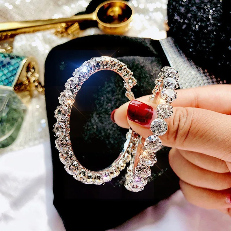 Fashion Women Jewelry 925 Sterling Silver Post Large Big CZ Crystal Rhinestone Hoop Earrings Diamond Hoop Earrings, Picture
Fashion Women Jewelry 925 Sterling Silver Post Large Big CZ Crystal Rhinestone Hoop Earrings Diamond Hoop Earrings, Picture