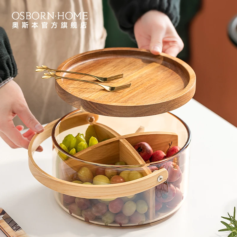 OSBORN Living room home portable compartment fruit basket storage picnic basket Snack plate dried fruit plate with tray, Amber
OSBORN Living room home portable compartment fruit basket storage picnic basket Snack plate dried fruit plate with tray, Amber