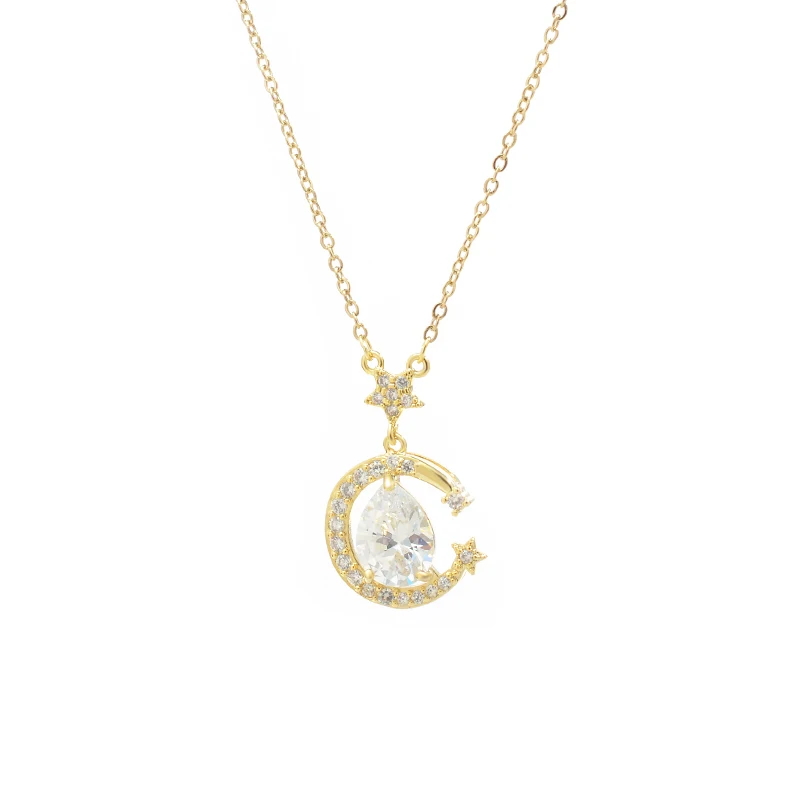 XL61720 Trendy zircon star moon water drop pendant necklace dainty gold plated women jewelry
XL61720 Trendy zircon star moon water drop pendant necklace dainty gold plated women jewelry