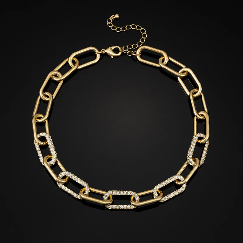 New Arrival Thick Flat Rounded Rectangle Gold plated Link Chain Necklace Rhinestone paper clip choker necklace Fashion Jewely
New Arrival Thick Flat Rounded Rectangle Gold plated Link Chain Necklace Rhinestone paper clip choker necklace Fashion Jewely