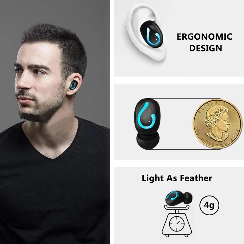 HQB-Q67 TWS Fashion Wireless Earbuds Bluetooth 5.0 3D Stereo Mini Headset Waterproof Sweatproof Hifi In-Ear Earphone 1500 mah - ANKUX.COM