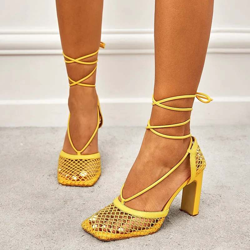 2022 fishnet shoes T platform square toe ankle cross lace up high-heeled sandals women's shoes
2022 fishnet shoes T platform square toe ankle cross lace up high-heeled sandals women's shoes