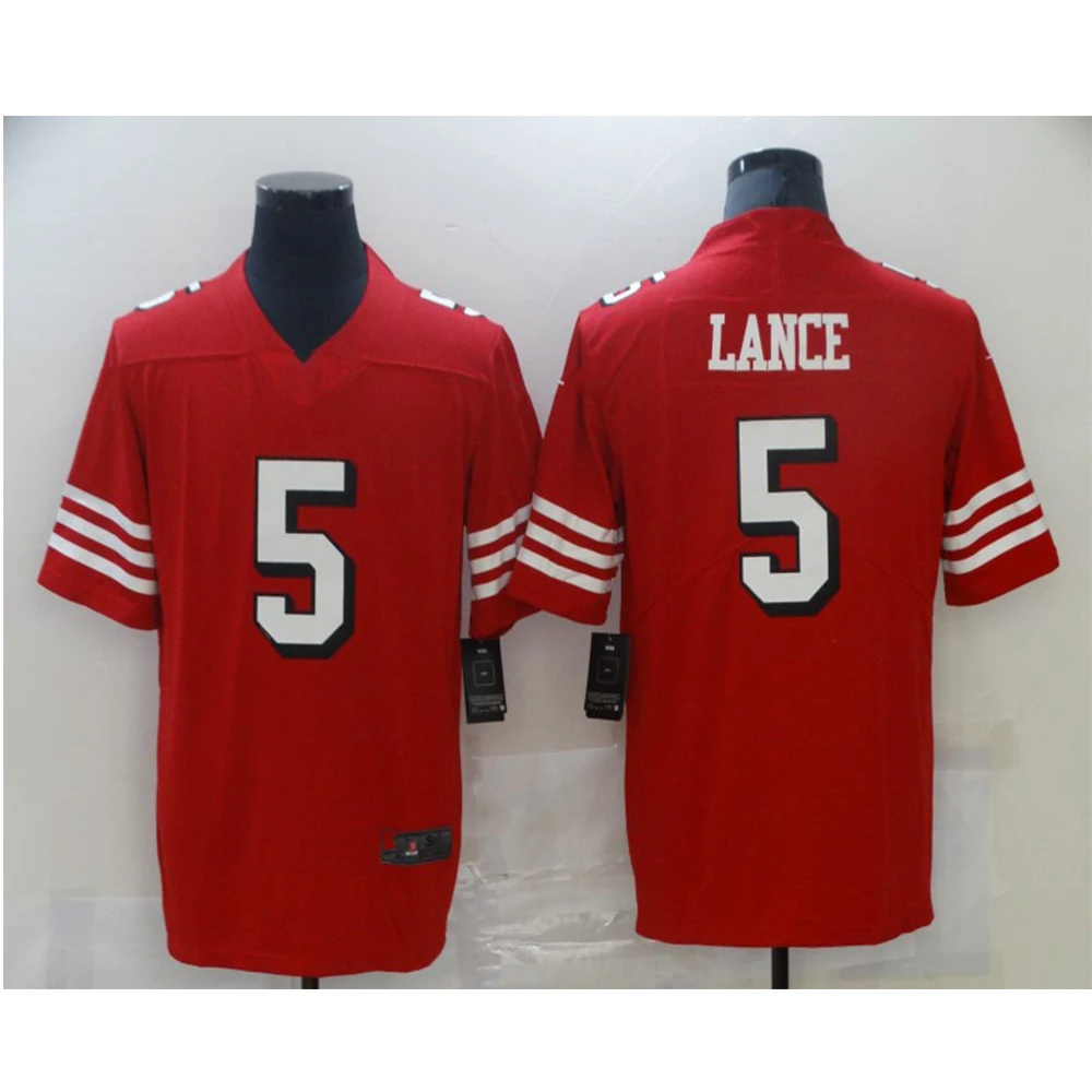 Top Quality Men's Stitched San Francisco Trey Lance 5 Jersey 49er T-Shirts American Football Uniform Sports Wear Custom Name 
Top Quality Men's Stitched San Francisco Trey Lance 5 Jersey 49er T-Shirts American Football Uniform Sports Wear Custom Name