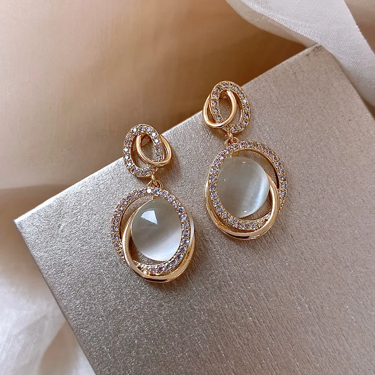 fashion trendy jewelry new opal earrings women