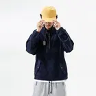 Custom hip hop streetwear design half zip casual corduroy mens pullover hoody jacket