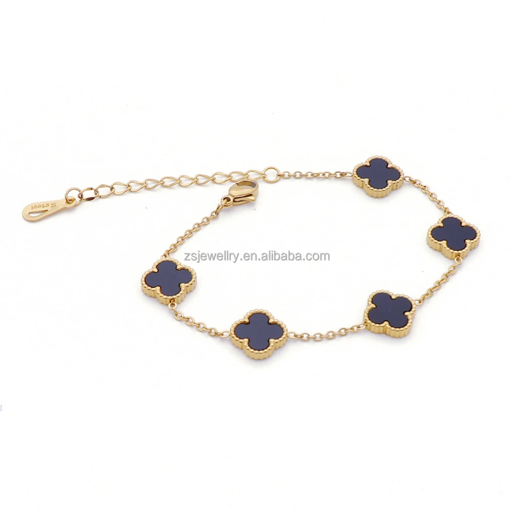 Stainless Steel 18K Gold Plated Bracelets Designer Black Shell Clover Famous High Quality Dubai Bracelet Making Kit
Stainless Steel 18K Gold Plated Bracelets Designer Black Shell Clover Famous High Quality Dubai Bracelet Making Kit