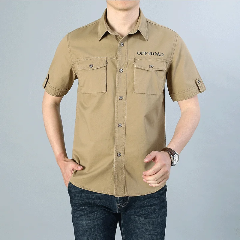 Army Green khaki 100% Cotton Summer Casual Short Sleeve Tactical Cargo Shirts For Men With Chest Pocket
Army Green khaki 100% Cotton Summer Casual Short Sleeve Tactical Cargo Shirts For Men With Chest Pocket
