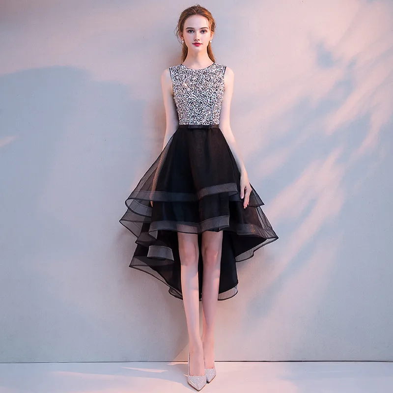 Factory sale princess little black dress elegant sequined A-line high-low evening dress
Factory sale princess little black dress elegant sequined A-line high-low evening dress