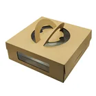 clear window recycled paper material carrier handle brown kraft cardboard food wedding party birthday cake box