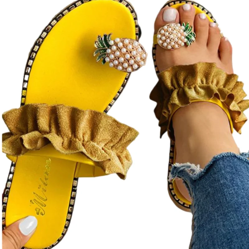 Fashion women new design curl fruit pineapple toe rhinestone summer beach lady flat rubber shoes slipper slides sandal, Black,beige,yellow,green
Fashion women new design curl fruit pineapple toe rhinestone summer beach lady flat rubber shoes slipper slides sandal, Black,beige,yellow,green