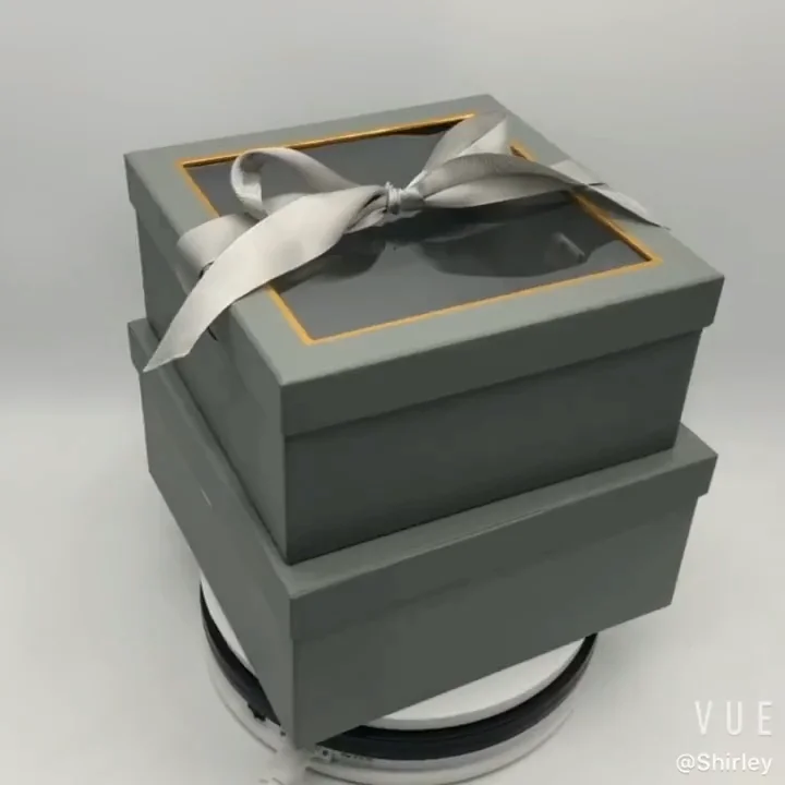 open window bow square gift box two-piece set of