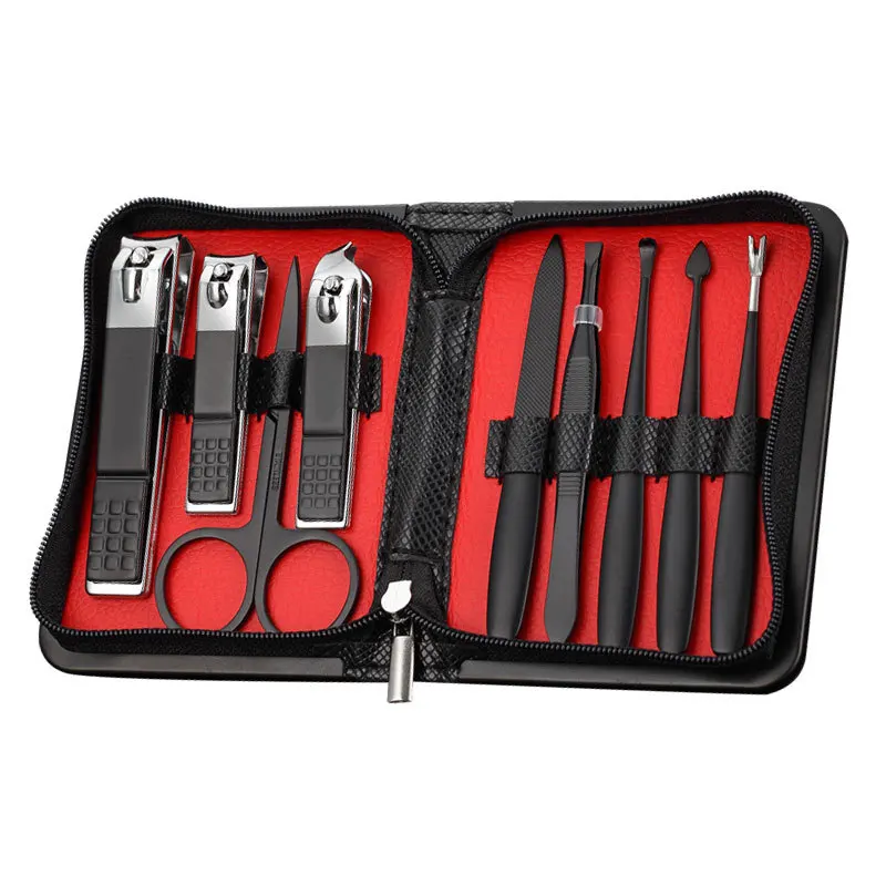 High Quality Multifunction Men 9pcs Manicure Black Beauty Nail Care Pedicure Set Women Nail Clippers tool kit Stainless steel
High Quality Multifunction Men 9pcs Manicure Black Beauty Nail Care Pedicure Set Women Nail Clippers tool kit Stainless steel