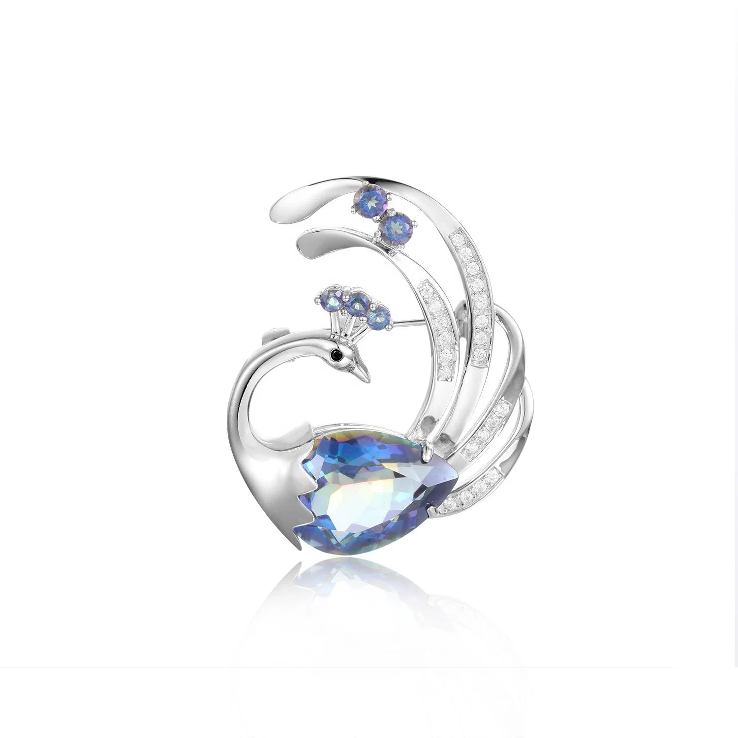 Abiding Pear 13X18 Natural Big Mystic Quartz-Blueish Stone 925 Sterling Silver Peacock Animal Pendant Brooch Jewelry For Women
Abiding Pear 13X18 Natural Big Mystic Quartz-Blueish Stone 925 Sterling Silver Peacock Animal Pendant Brooch Jewelry For Women