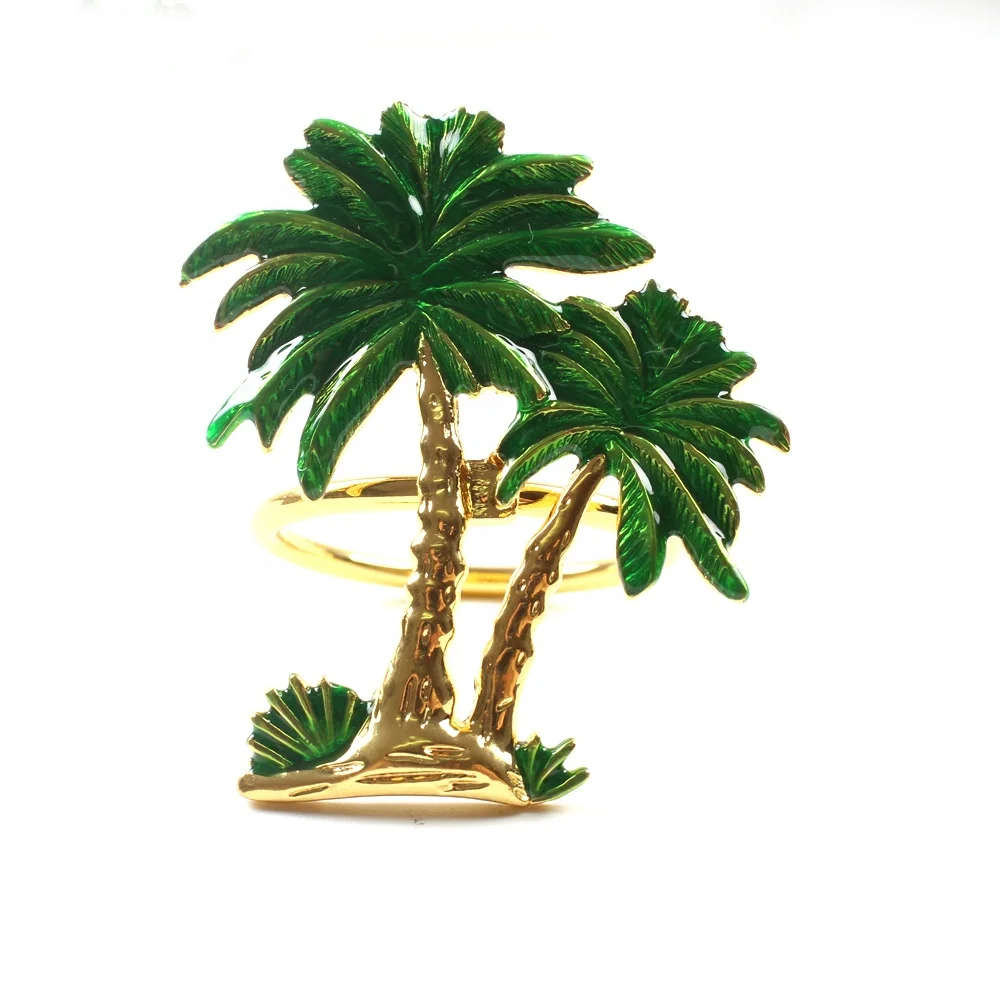 Custom 2021 new product hot sale metal green coconut leaf shape palmtree napkin ring for beach wedding, Green enamel
Custom 2021 new product hot sale metal green coconut leaf shape palmtree napkin ring for beach wedding, Green enamel