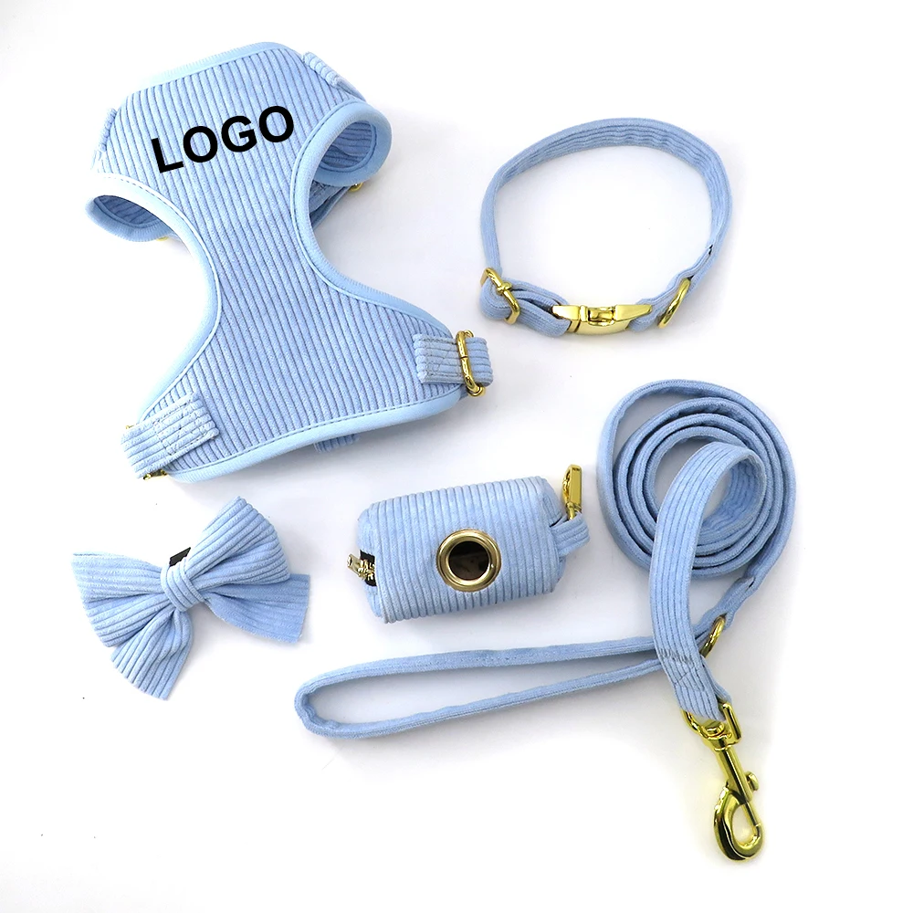 Luxury soft padded corduroy dog harness vest adjustable pet harness set dog leash and harness, Customized color
Luxury soft padded corduroy dog harness vest adjustable pet harness set dog leash and harness, Customized color