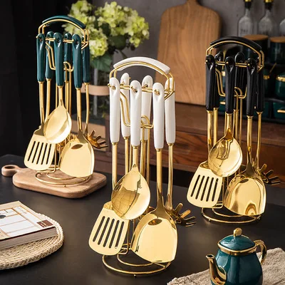 LZ 2021 Ceramic Handle Utensil Set Kitchenware 6pcs Stainless Steel Cooking Tools with Gift Box., Black/blue/green/white gold
LZ 2021 Ceramic Handle Utensil Set Kitchenware 6pcs Stainless Steel Cooking Tools with Gift Box., Black/blue/green/white gold