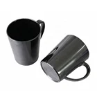 ECO Friendly Pure Black Plastic Melamine Drink Coffee Water Mug Cups With Handle