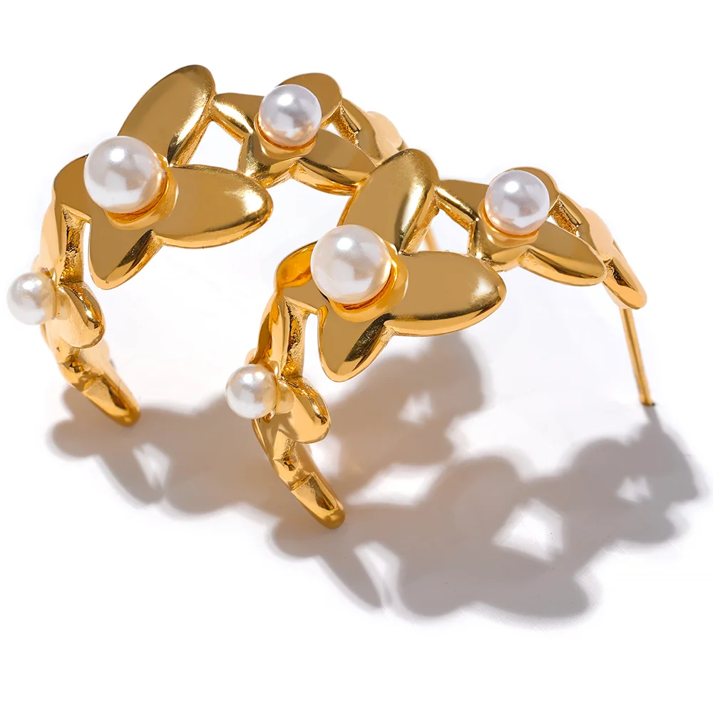 JINYOU 1576 Elegant Artificial Pearls Butterfly Flower Earrings Gold Stainless Steel Stylish Charm Korean Chic Sweet Jewelry
JINYOU 1576 Elegant Artificial Pearls Butterfly Flower Earrings Gold Stainless Steel Stylish Charm Korean Chic Sweet Jewelry