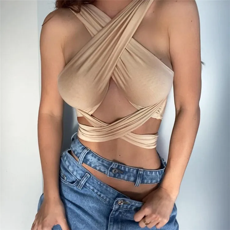2021 women sexy cross necked vest V Neck Tie Wrap Pleated Crop Tops Bandage Cropped Tank Top
2021 women sexy cross necked vest V Neck Tie Wrap Pleated Crop Tops Bandage Cropped Tank Top