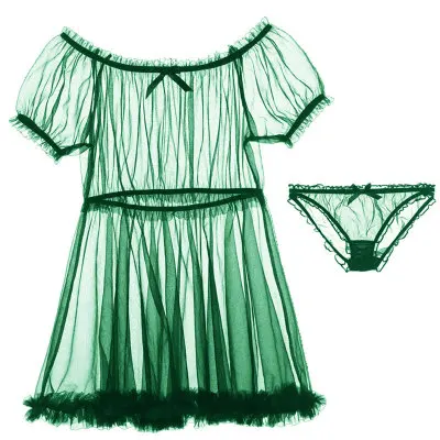 B52265A Sexy off the shoulder women sexy temptation transparent night dress, Black/white/green
B52265A Sexy off the shoulder women sexy temptation transparent night dress, Black/white/green