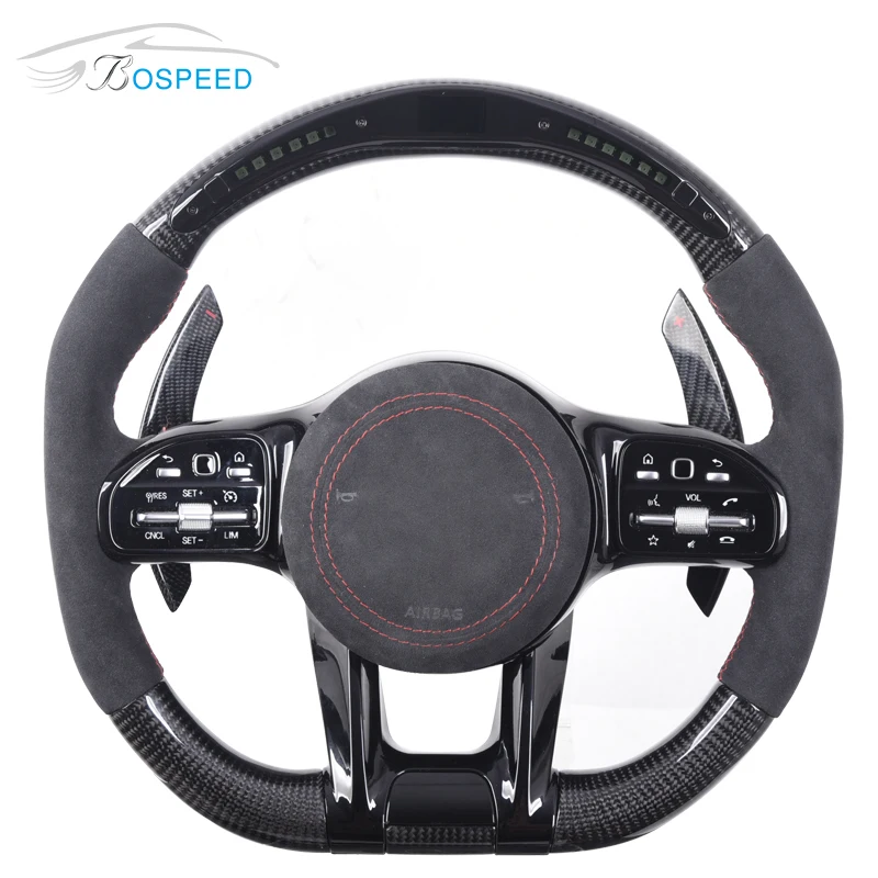 

modification LED Carbon fiber steering wheel for Benz AMG CLA GLA GLC,extended paddles with carbon