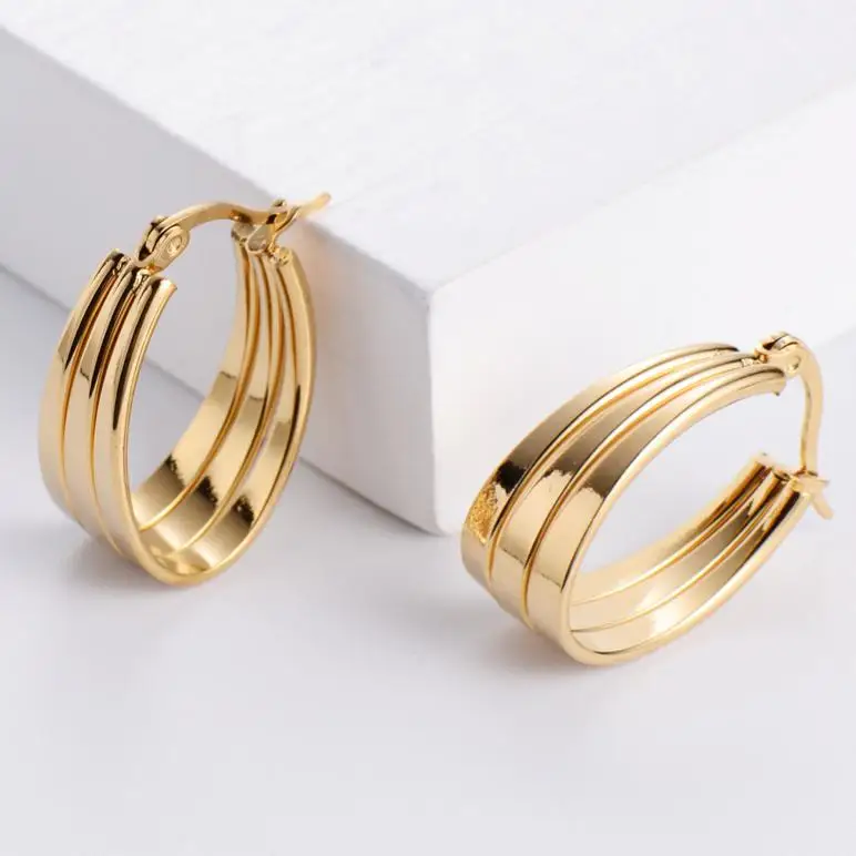 ORDRM wedding three layer women girl gold plated stainless steel jewelry chunky hoop earrings
ORDRM wedding three layer women girl gold plated stainless steel jewelry chunky hoop earrings
