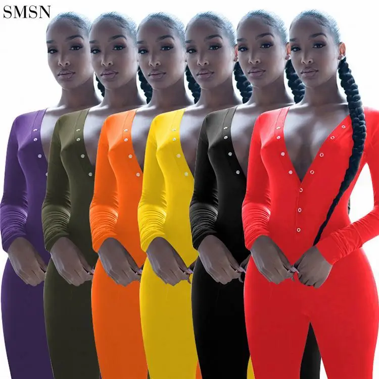JEAN Latest Design V Neck Button Bodycon Sexy Clothes For Women 2021 Jumpsuit Long Sleeve Rompers For Women
JEAN Latest Design V Neck Button Bodycon Sexy Clothes For Women 2021 Jumpsuit Long Sleeve Rompers For Women