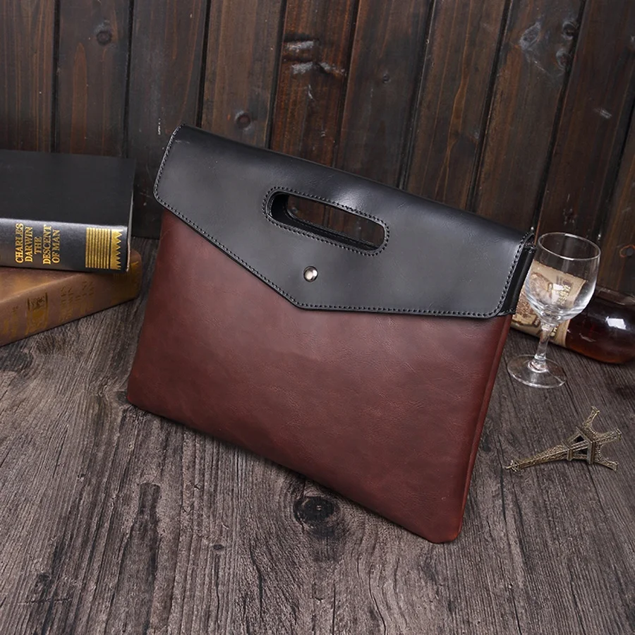 In Stock PU Leather Business Handbag Envelope Design Men Purse PU Vintage Leather Clutch For Business Files Tote Bag, Customized
In Stock PU Leather Business Handbag Envelope Design Men Purse PU Vintage Leather Clutch For Business Files Tote Bag, Customized