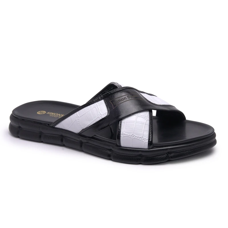 Hot Selling Genuine Leather Men Slippers Beach Style Embossed Design Outdoor Slippers, White black
Hot Selling Genuine Leather Men Slippers Beach Style Embossed Design Outdoor Slippers, White black