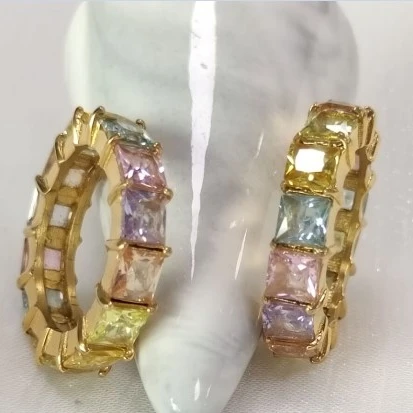 2021 K-Pop Ins Hot Rainbow Rings Stainless Steel CZ Stone Jewelry Colorful Baguette Rainbow Rings Jewelry, Gold
2021 K-Pop Ins Hot Rainbow Rings Stainless Steel CZ Stone Jewelry Colorful Baguette Rainbow Rings Jewelry, Gold