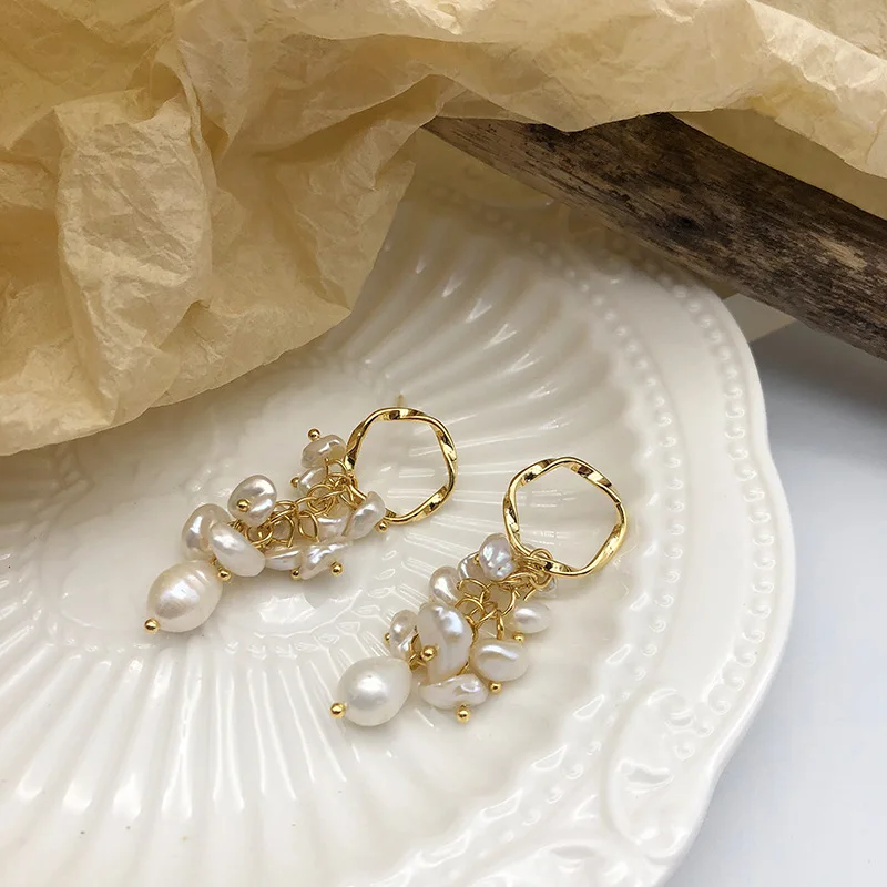 INS natural pearl earrings women irregular circle simple beaded drop earrings S925 silver needle earrings (SK1394), As picture
INS natural pearl earrings women irregular circle simple beaded drop earrings S925 silver needle earrings (SK1394), As picture