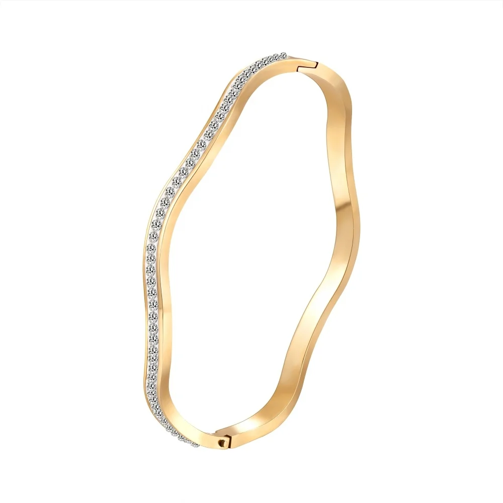 Wholesale Jewellery Crystal Bangle Jewelry Women Clay Cz Crystal Bracelet Bangles Wave Shaped Cuff Bangle Bracelet, Gold, rose gold, silver
Wholesale Jewellery Crystal Bangle Jewelry Women Clay Cz Crystal Bracelet Bangles Wave Shaped Cuff Bangle Bracelet, Gold, rose gold, silver