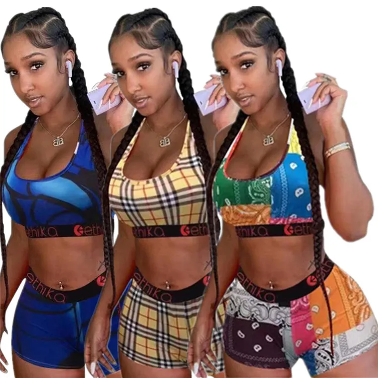 New Arrival Hot Selling Print Beach Pant Shorts Summer Yoga Set Sexy Women Two Piece Sets Crop Top Bodycon Shorts Sets, As picture
New Arrival Hot Selling Print Beach Pant Shorts Summer Yoga Set Sexy Women Two Piece Sets Crop Top Bodycon Shorts Sets, As picture