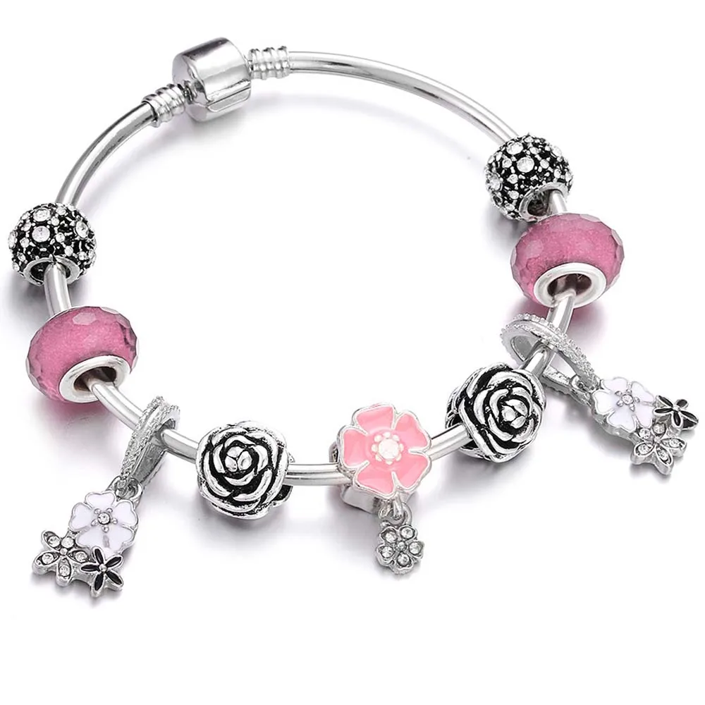 New High Quality Rose Flower Pink Bracelet Heart Flower Cherry Sakura Pendant Charm Bracelet Gift For Women Teen Girls, Rose gold
New High Quality Rose Flower Pink Bracelet Heart Flower Cherry Sakura Pendant Charm Bracelet Gift For Women Teen Girls, Rose gold